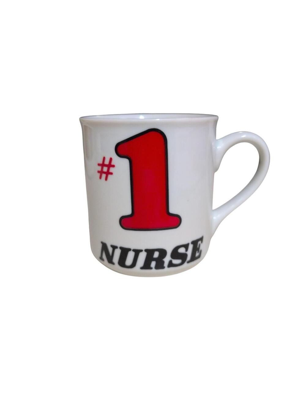 Mug #1 Nurse White & Red Coffee Tea Mug Cup Medical Hospital Schmidt Brasil Vtg